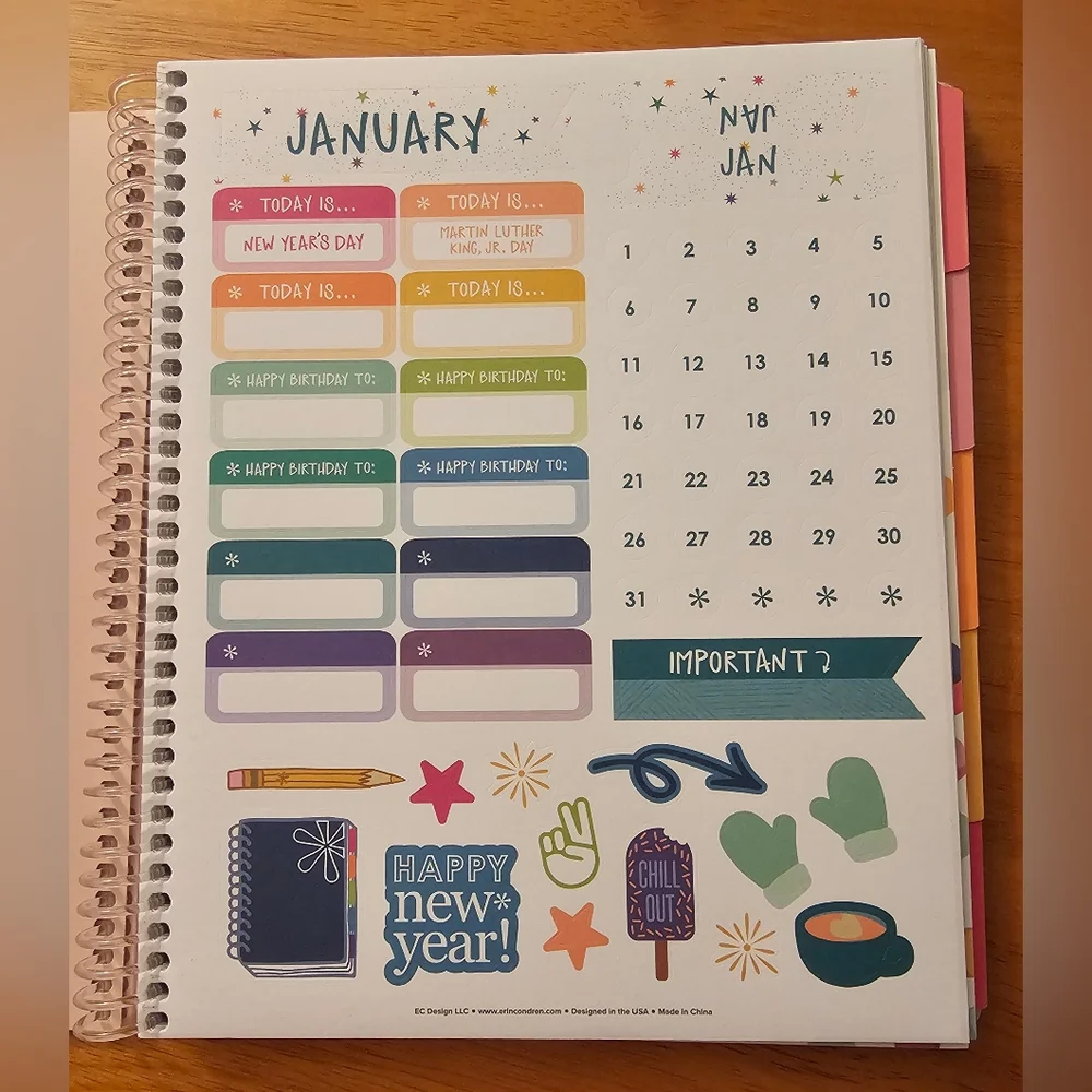 Erin Condren Kids Planner - Pink and Multicolor Insects - Bright Bugs Design